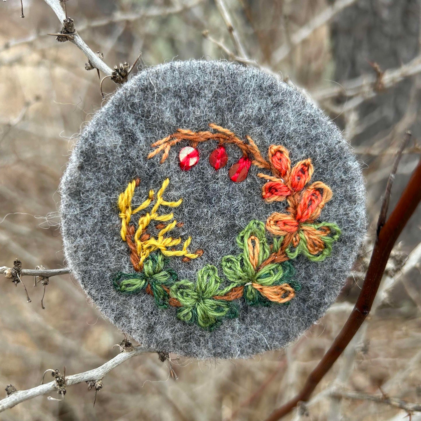 Green Japanese Barberry Embroidery Kit