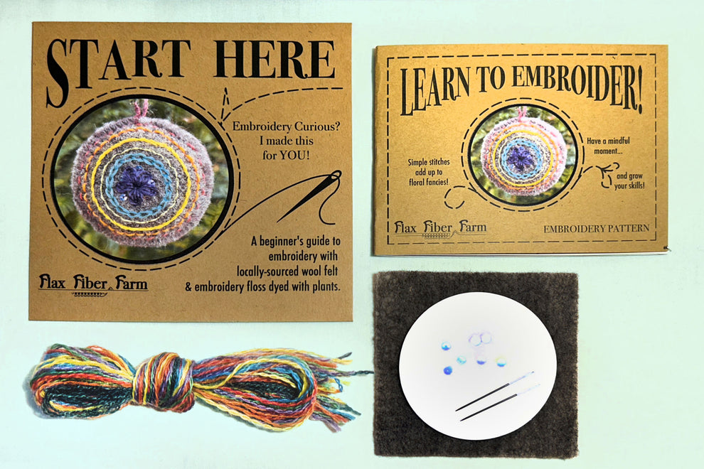 Beginner Embroidery Kit – Flax Fiber Farm