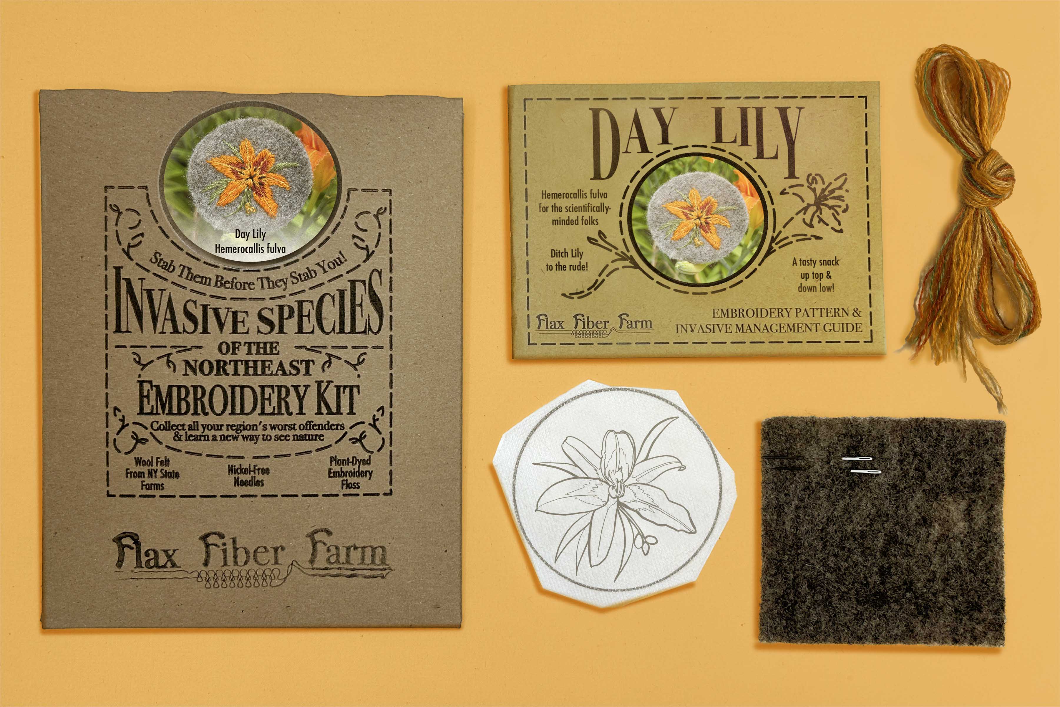daylily　セット Daylily Embroidery Kit – Flax Fiber Farm