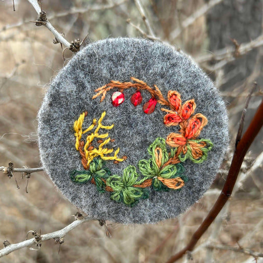 Green Japanese Barberry Embroidery Kit